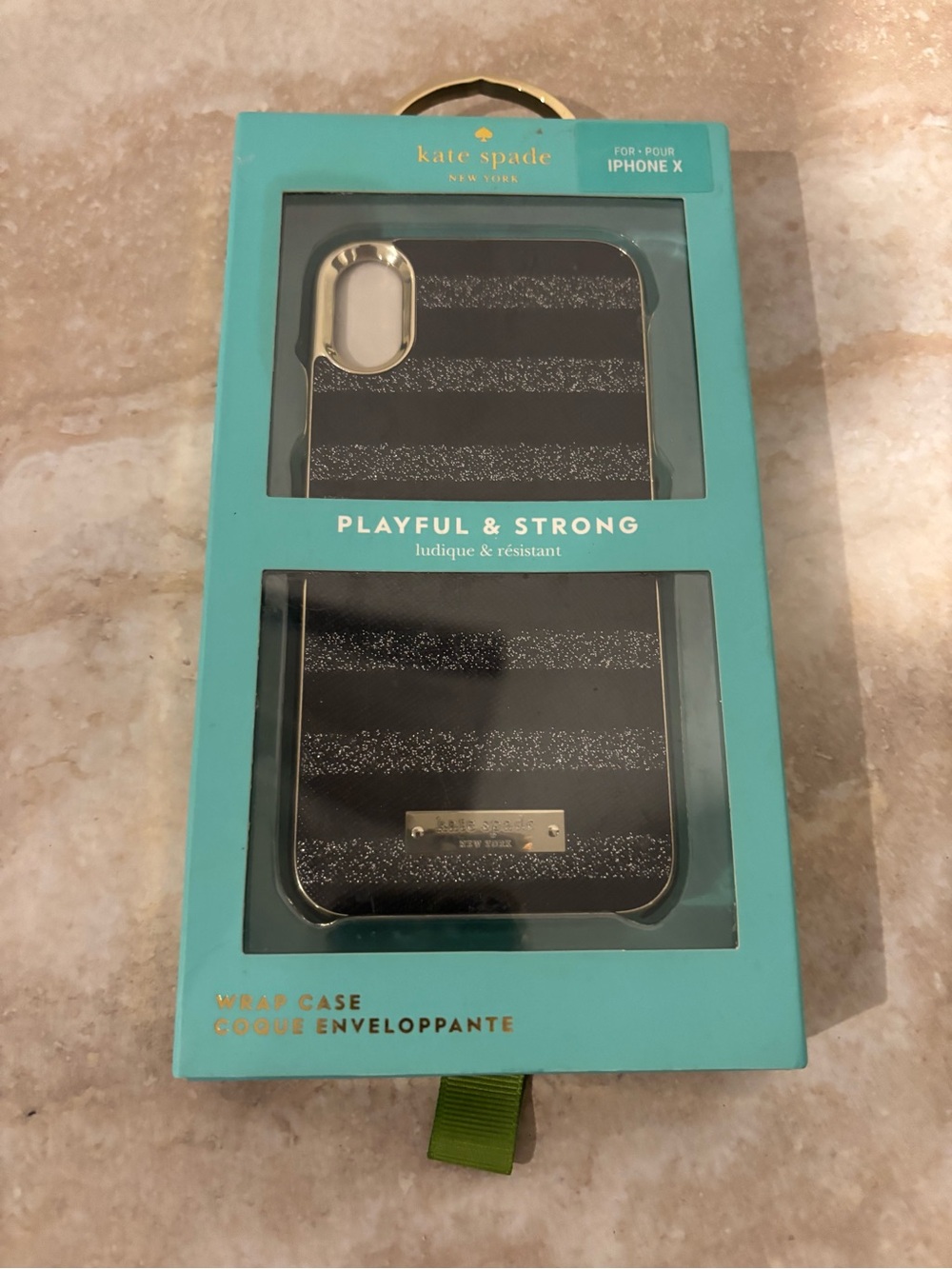 kate spade Black Glitter Stripe iPhone X Case